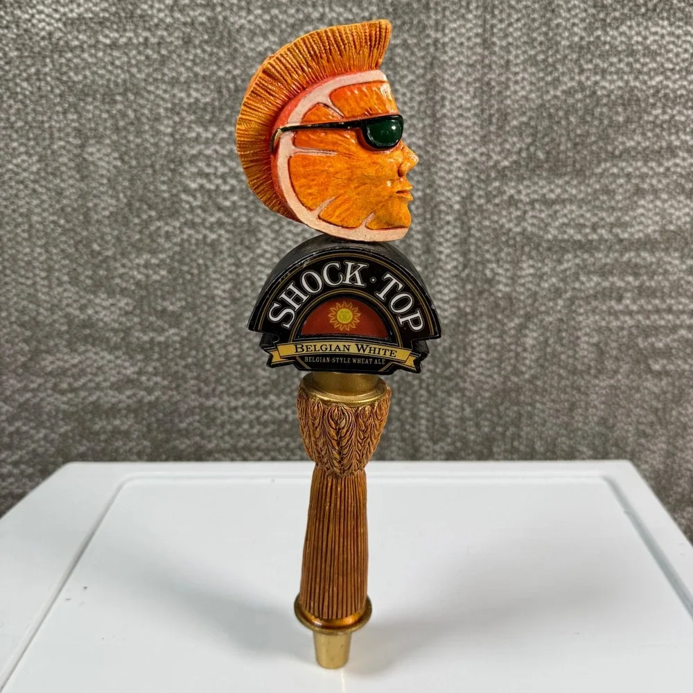 Shock Top Belgian White Beer Tap Handle Orange Mohawk Sunglasses Barware